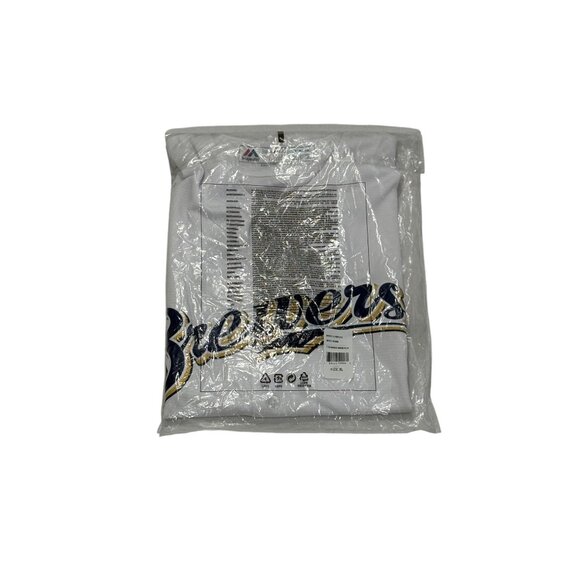 Majestic Milwaukee Brewers Cool Base MLB Baseball Jersey White Men's XL NEW - Picture 10 of 10